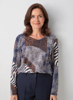 Top stretch manches longues bleu FRANCE RIVOIRE femme