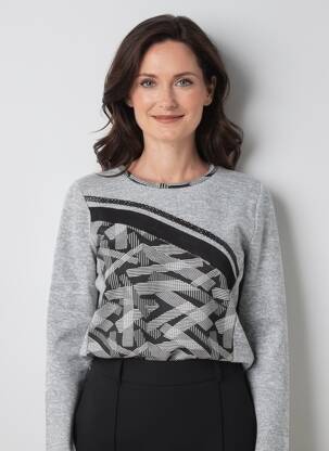 Pull tissage chiné manches longues gris NAYAT femme