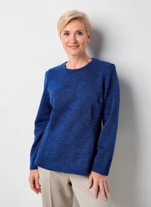 Pull coupe cintrée manches longues bleu FRANCE RIVOIRE femme
