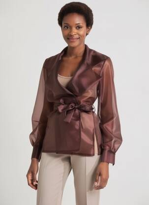Top manches longues manches longues marron FASHION NEW YORK femme