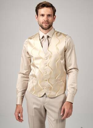 Gilet sans manche effet matière satinée beige VIRTUOSE homme