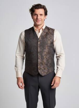 Gilet sans manche effet matière satinée marron VIRTUOSE homme