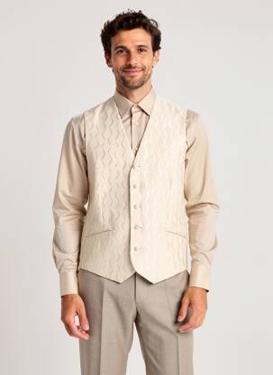 Gilet sans manche effet matière satinée beige GUY LAURENT homme