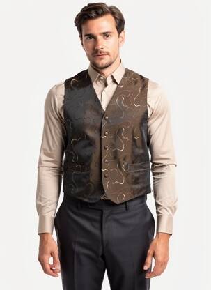 Gilet sans manche effet matière satinée marron VIRTUOSE homme