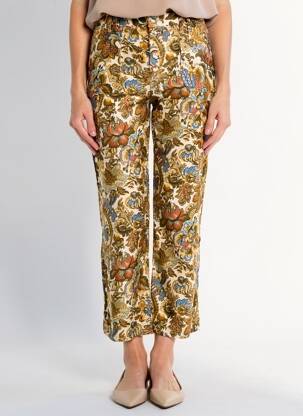 Pantalon 7/8 taille haute taille haute beige ORFEO femme