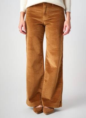 Pantalon flare stretch taille haute beige F.A.M. femme