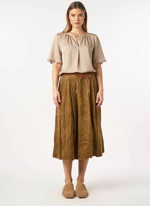 Jupe longue fermeture zippée au dos vert ORFEO femme