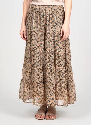 Jupe longue imprimé fantaisie beige SEE U SOON femme