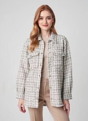 Veste casual coupe droite blanc B.YOUNG femme