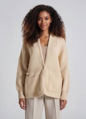 Gilet manches longues col v beige SKATÏE femme