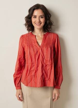 Blouse imprimé fantaisie manches longues orange RUE MAZARINE femme