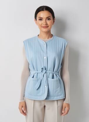 Veste casual col rond bleu ORFEO femme
