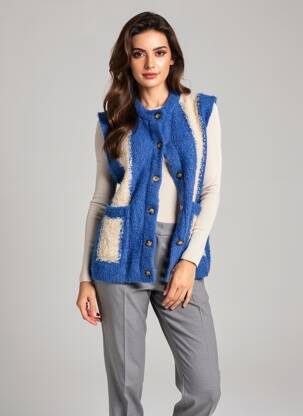 Gilet sans manche fermeture boutonnée sur le devant bleu FRNCH femme