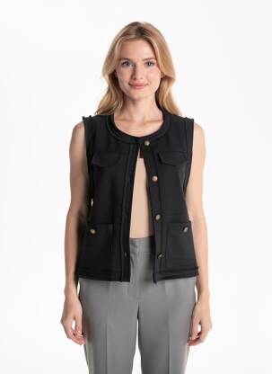 Gilet sans manche fermeture boutonnée sur le devant noir SEE U SOON femme