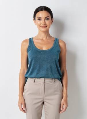 Top coupe cintrée fines bretelles bleu PAKO LITTO femme