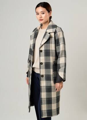 Manteau long coupe droite sans capuche noir COSTER COPENHAGEN femme
