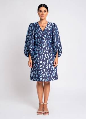 Robe mi-longue manches 3/4 manches 3/4 bleu COSTER COPENHAGEN femme