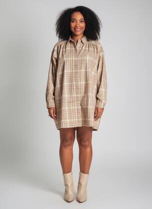 Robe courte manches longues manches longues beige RUE MAZARINE femme