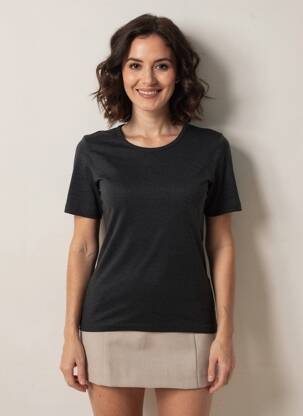 T-shirt coupe cintrée manches courtes noir CON-TA femme