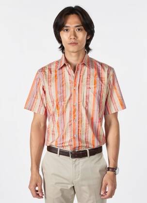 Chemise manches courtes coupe cintrée orange CBK homme
