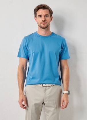 T-shirt tissage jersey manches courtes bleu JET homme