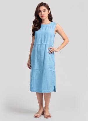 Robe mi-longue sans manche sans manche bleu COUTURIST femme