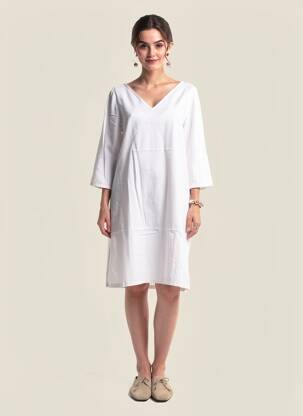 Robe courte manches 3/4 manches 3/4 blanc COUTURIST femme