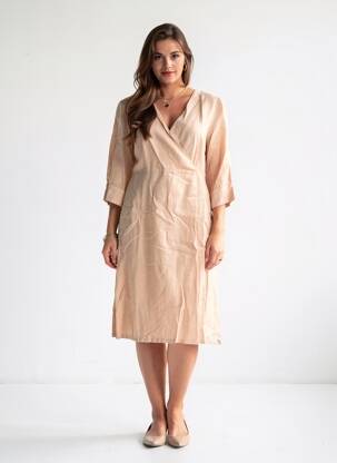 Robe mi-longue manches 3/4 manches 3/4 rose COUTURIST femme