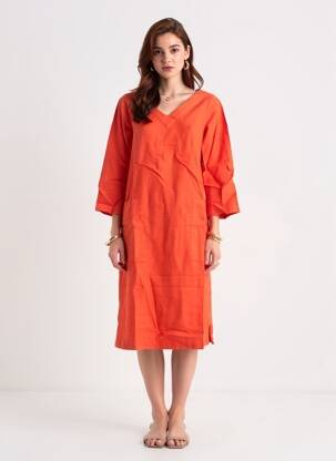 Robe mi-longue manches 3/4 manches 3/4 rouge COUTURIST femme