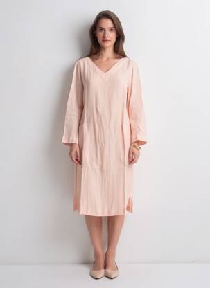 Robe mi-longue manches 3/4 manches 3/4 rose COUTURIST femme