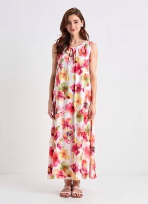 Robe longue imprimé fleurs sans manche rose COUTURIST femme