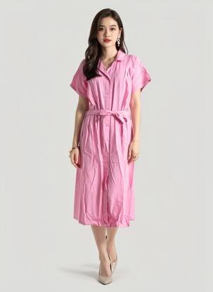 Robe longue manches courtes manches courtes rose COUTURIST femme