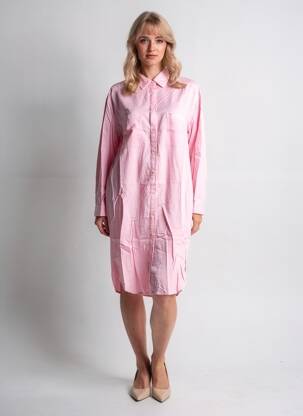 Robe mi-longue coupe fluide manches longues rose COUTURIST femme