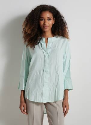 Blouse tissage popeline manches longues bleu COUTURIST femme