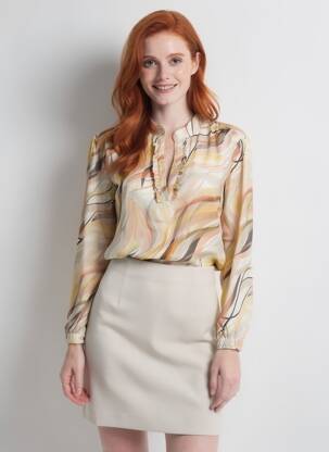 Blouse tissage popeline manches longues beige COUTURIST femme