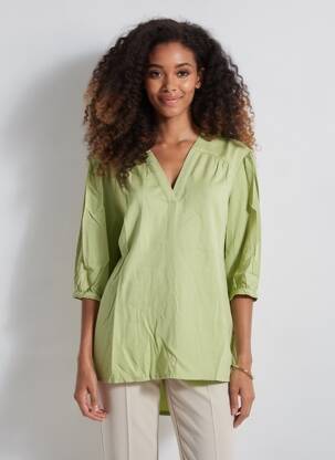 Blouse tissage popeline manches courtes vert COUTURIST femme