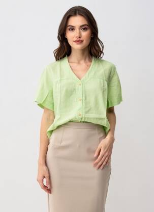 Chemisier coupe droite manches courtes vert COUTURIST femme