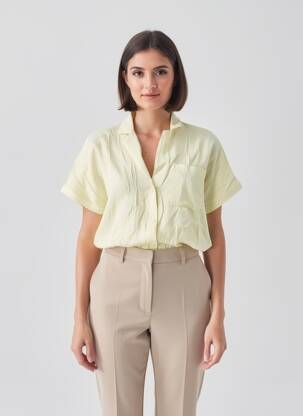 Chemisier coupe droite manches courtes jaune COUTURIST femme