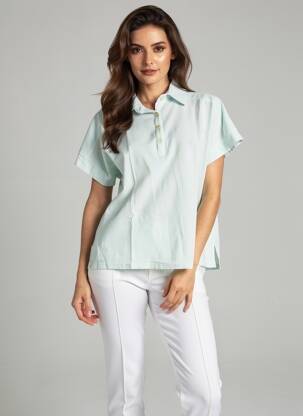 Polo tissage jersey manches courtes bleu COUTURIST femme