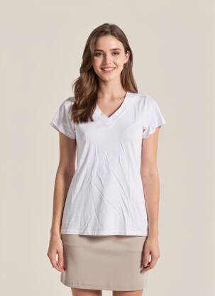 T-shirt col v manches courtes violet clair COUTURIST femme