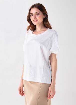 T-shirt stretch manches courtes blanc COUTURIST femme