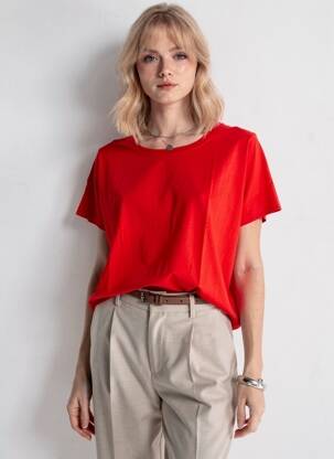 T-shirt stretch manches courtes rouge COUTURIST femme