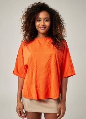 T-shirt manches 3/4 manches 3/4 orange COUTURIST femme
