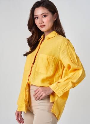 Chemisier coupe cintrée manches longues orange COUTURIST femme