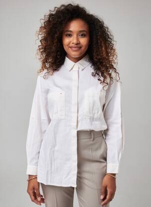 Chemisier coupe cintrée manches longues blanc COUTURIST femme