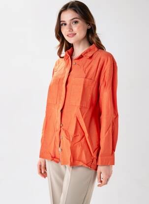 Chemisier coupe droite manches longues orange COUTURIST femme