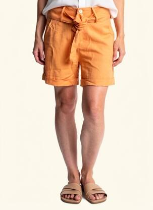 Short fermeture zippée sous rabat boutonné orange COUTURIST femme