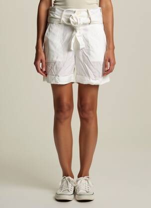 Short fermeture zippée sous rabat boutonné blanc COUTURIST femme