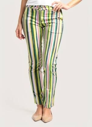 Pantalon slim tissage popeline taille normale vert COUTURIST femme