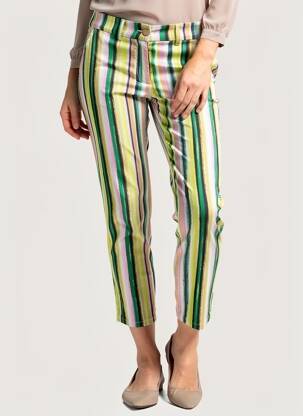 Pantalon 7/8 taille à pinces taille normale vert COUTURIST femme